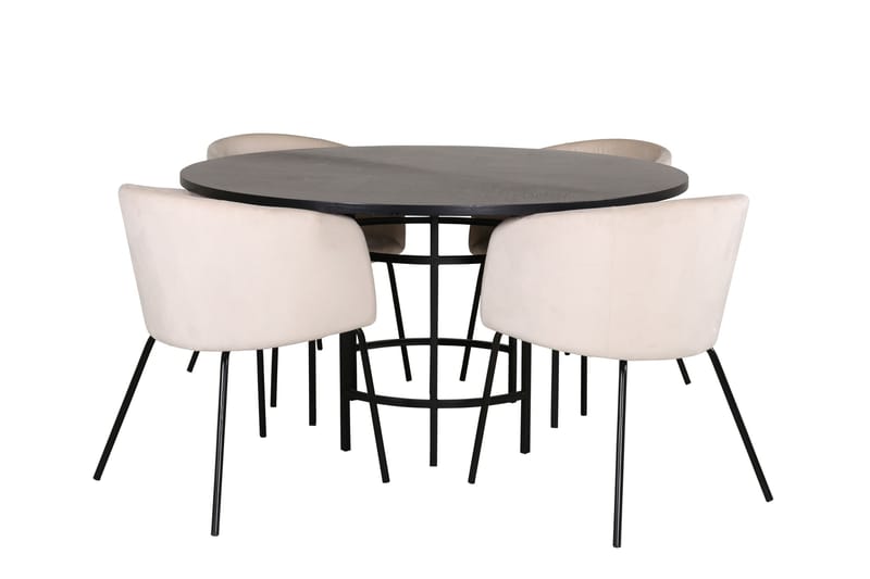 Ruokailuryhmä Möbelfashion Copenhagen-ruokailuryhmä 140 cm, pyöreä, 4 Berit-tuolilla Beige/Musta, undefined
