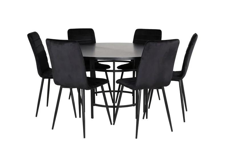 Ruokailuryhmä Möbelfashion Copenhagen-ruokailuryhmä 140 cm pyöreä, sisältää 6 Windu Lyx -tuolia Musta, undefined