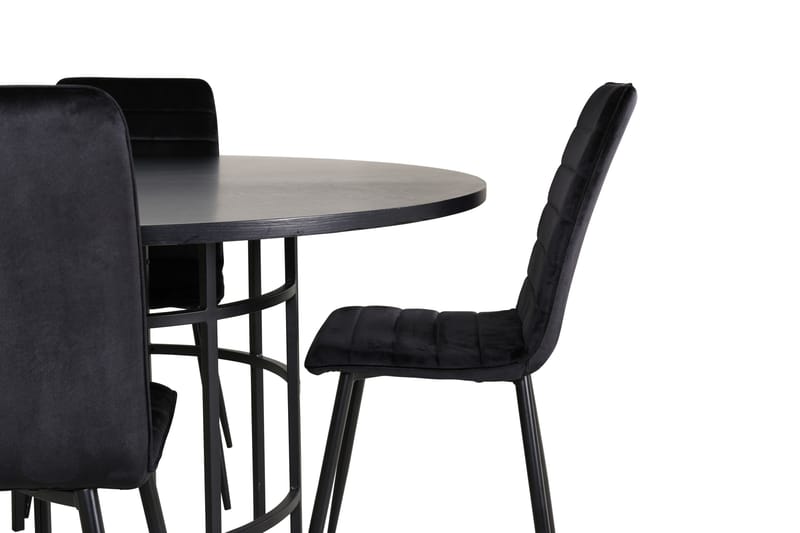 Ruokailuryhmä Möbelfashion Copenhagen-ruokailuryhmä 140 cm pyöreä, sisältää 4 Windu Lyx -tuolia Musta - Huonekalut - Pöytä & ruokailuryhmä - Ruokailuryhmä