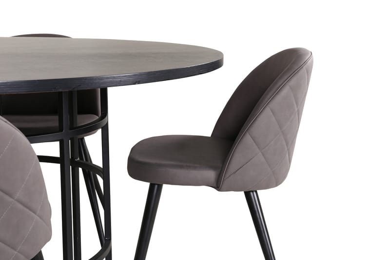 Ruokailuryhmä Möbelfashion Copenhagen-ruokailuryhmä 140 cm pyöreä, sisältää 4 Velvet-tuolia Musta/harmaa - Huonekalut - Pöytä & ruokailuryhmä - Ruokailuryhmä