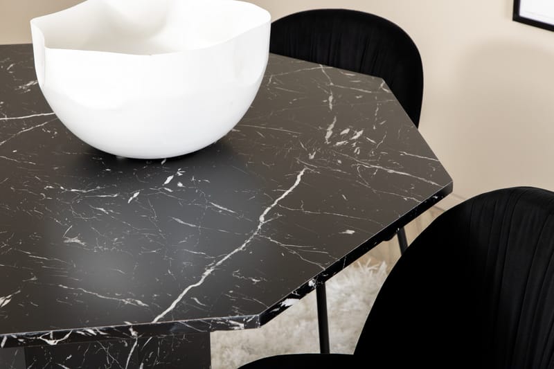 Ruokailuryhmä Marbs 110 cm Pyöreä 4 Wrinkles Tuolia - Musta - Huonekalut - Pöytä & ruokailuryhmä - Ruokailuryhmä