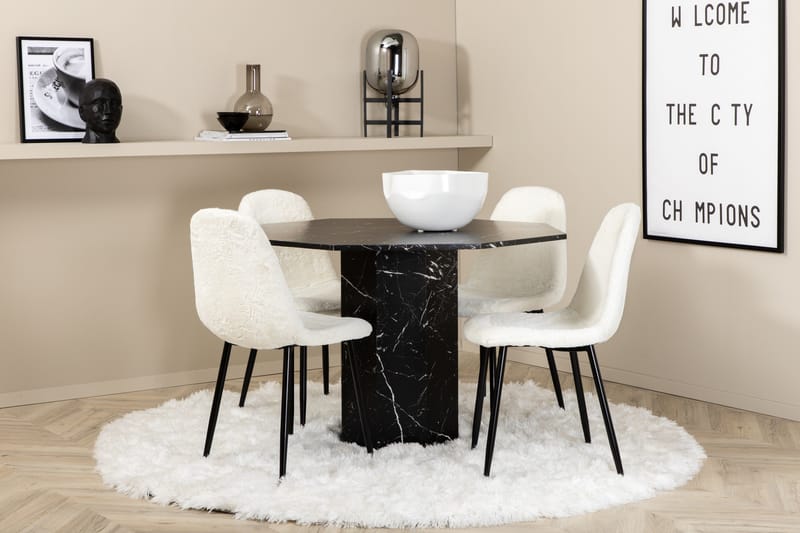 Ruokailuryhmä Marbs 110 cm Pyöreä 4 Polar Tuolia - Musta - Huonekalut - Pöytä & ruokailuryhmä - Ruokailuryhmä