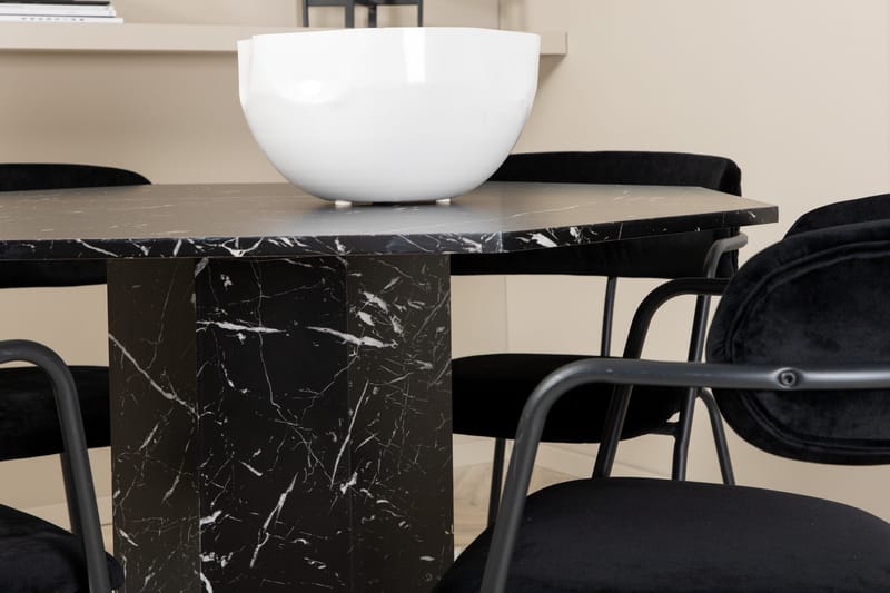 Ruokailuryhmä Marbs 110 cm Pyöreä 4 Arrow Tuolia - Musta - Huonekalut - Pöytä & ruokailuryhmä - Ruokailuryhmä