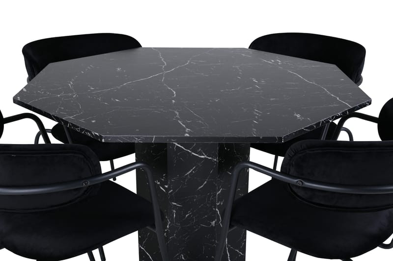 Ruokailuryhmä Marbs 110 cm Pyöreä 4 Arrow Tuolia - Musta - Huonekalut - Pöytä & ruokailuryhmä - Ruokailuryhmä