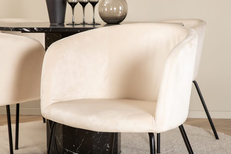 Ruokailuryhmä Marbs 110 cm Pyöreä 4 Berit Tuolia - Beige - Huonekalut - Pöytä & ruokailuryhmä - Ruokailuryhmä