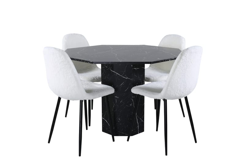Ruokailuryhmä Marbs 110 cm Pyöreä 4 Polar Tuolia, Musta