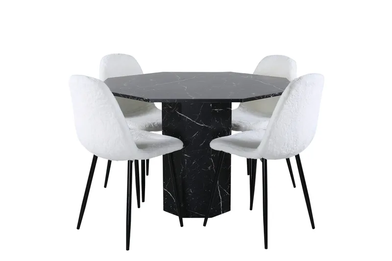 Ruokailuryhmä Marbs 110 cm Pyöreä 4 Polar Tuolia, Musta