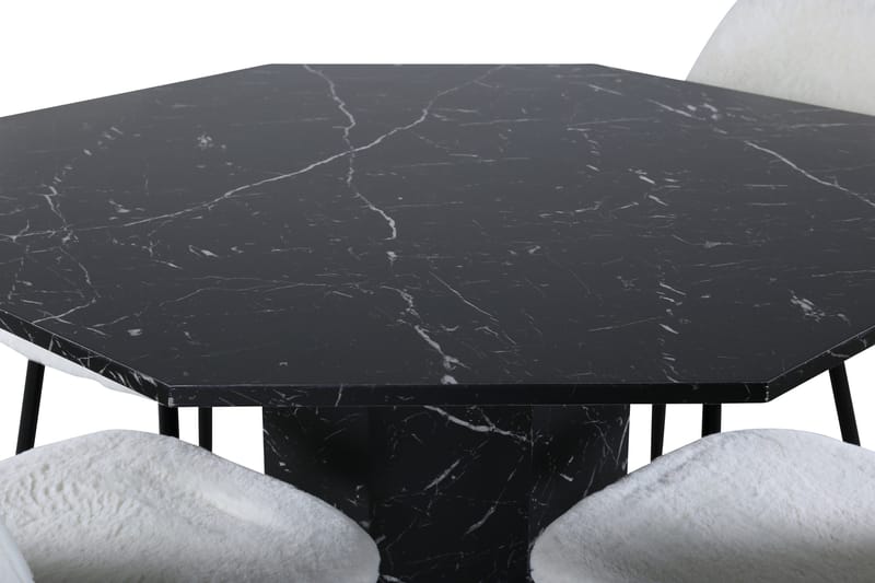 Ruokailuryhmä Marbs 110 cm Pyöreä 4 Polar Tuolia - Musta - Huonekalut - Pöytä & ruokailuryhmä - Ruokailuryhmä