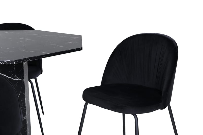 Ruokailuryhmä Marbs 110 cm Pyöreä 4 Wrinkles Tuolia - Musta - Huonekalut - Pöytä & ruokailuryhmä - Ruokailuryhmä