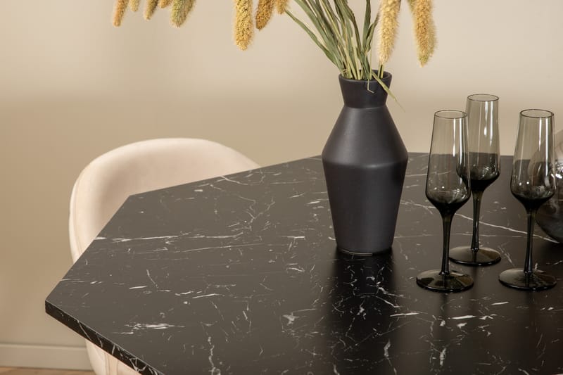Ruokailuryhmä Marbs 110 cm Pyöreä 4 Velvet Tuolia - Beige - Huonekalut - Pöytä & ruokailuryhmä - Ruokailuryhmä