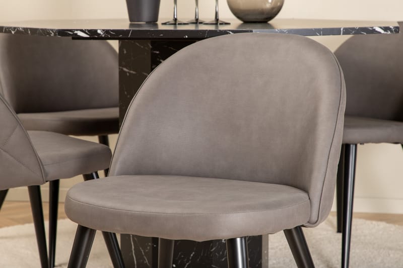 Ruokailuryhmä Marbs 110 cm Pyöreä 4 Velvet Tuolia - Musta - Huonekalut - Pöytä & ruokailuryhmä - Ruokailuryhmä