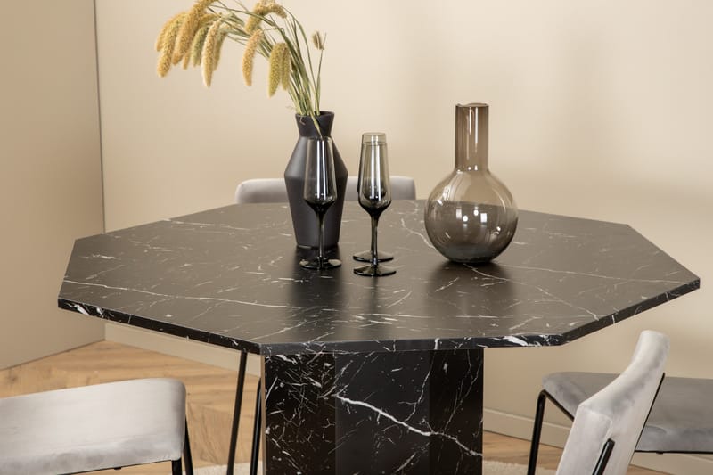 Ruokailuryhmä Marbs 110 cm Pyöreä 4 Kenth Tuolia - Musta - Huonekalut - Pöytä & ruokailuryhmä - Ruokailuryhmä