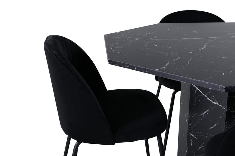 Ruokailuryhmä Marbs 110 cm Pyöreä 4 Wrinkles Tuolia - Musta - Huonekalut - Pöytä & ruokailuryhmä - Ruokailuryhmä
