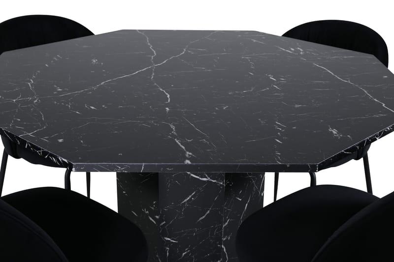 Ruokailuryhmä Marbs 110 cm Pyöreä 4 Wrinkles Tuolia - Musta - Huonekalut - Pöytä & ruokailuryhmä - Ruokailuryhmä