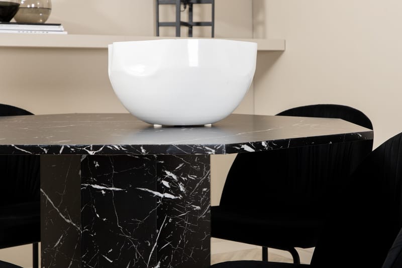 Ruokailuryhmä Marbs 110 cm Pyöreä 4 Wrinkles Tuolia - Musta - Huonekalut - Pöytä & ruokailuryhmä - Ruokailuryhmä