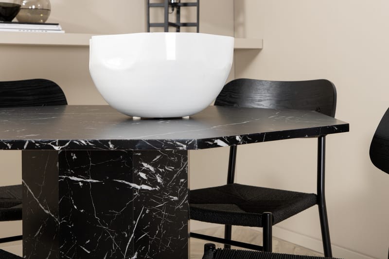 Ruokailuryhmä Marbs 110 cm Pyöreä 4 Polly Tuolia - Musta - Huonekalut - Pöytä & ruokailuryhmä - Ruokailuryhmä