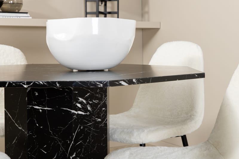 Ruokailuryhmä Marbs 110 cm Pyöreä 4 Polar Tuolia - Musta - Huonekalut - Pöytä & ruokailuryhmä - Ruokailuryhmä