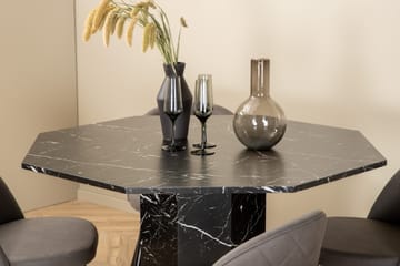 Ruokailuryhmä Marbs 110 cm Pyöreä 4 Velvet Tuolia - Harmaa - Huonekalut - Pöytä & ruokailuryhmä - Ruokailuryhmä
