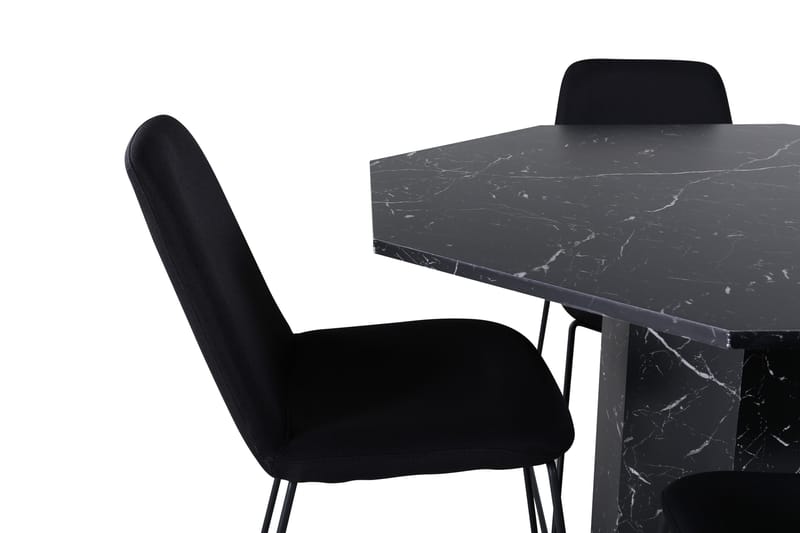 Ruokailuryhmä Marbs 110 cm Pyöreä 4 Muce Tuolia - Musta - Huonekalut - Pöytä & ruokailuryhmä - Ruokailuryhmä