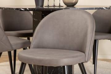 Ruokailuryhmä Marbs 110 cm Pyöreä 4 Velvet Tuolia - Harmaa - Huonekalut - Pöytä & ruokailuryhmä - Ruokailuryhmä