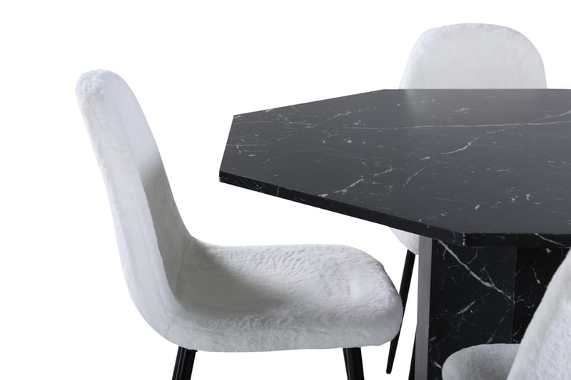 Ruokailuryhmä Marbs 110 cm Pyöreä 4 Polar Tuolia - Musta - Huonekalut - Pöytä & ruokailuryhmä - Ruokailuryhmä