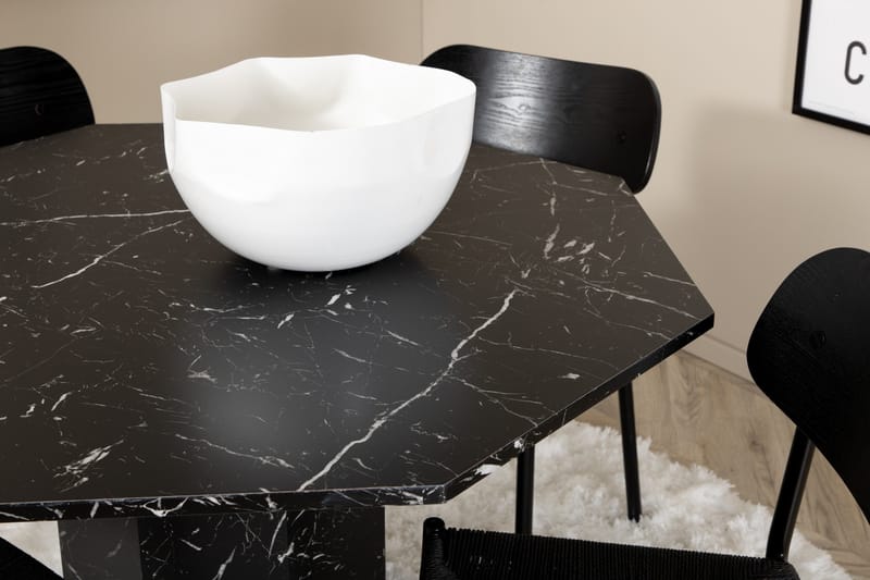 Ruokailuryhmä Marbs 110 cm Pyöreä 4 Polly Tuolia - Musta - Huonekalut - Pöytä & ruokailuryhmä - Ruokailuryhmä