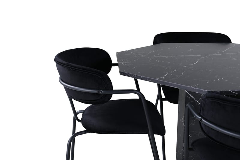 Ruokailuryhmä Marbs 110 cm Pyöreä 4 Arrow Tuolia - Musta - Huonekalut - Pöytä & ruokailuryhmä - Ruokailuryhmä