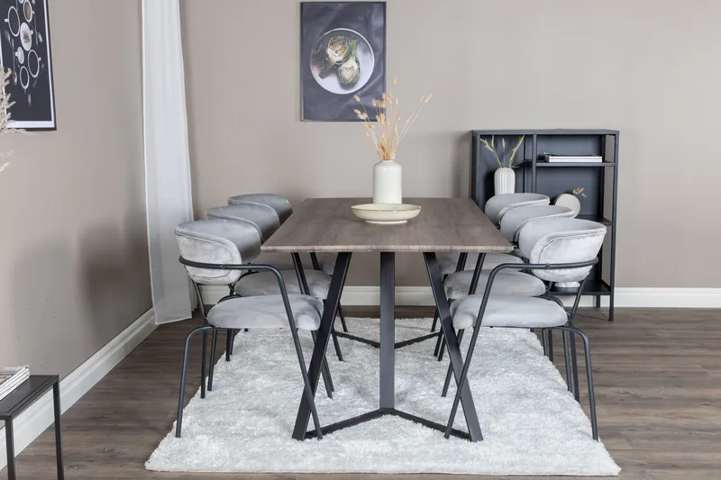 Ruokailuryhmä Marina 180 cm Suorakulmainen 6 Arrow Tuolia - Musta - Huonekalut - Pöytä & ruokailuryhmä - Ruokailuryhmä