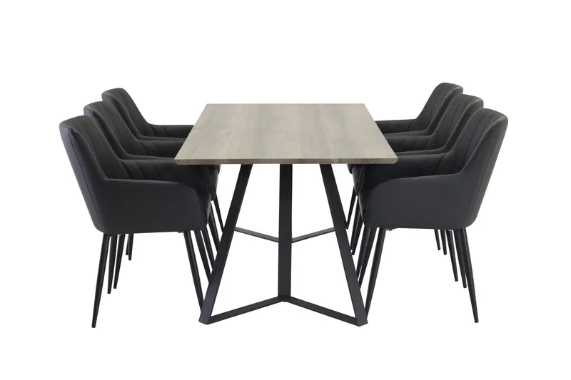 Ruokailuryhmä Marina 180 cm Suorakulmainen 6 Comfort Tuolia, Musta