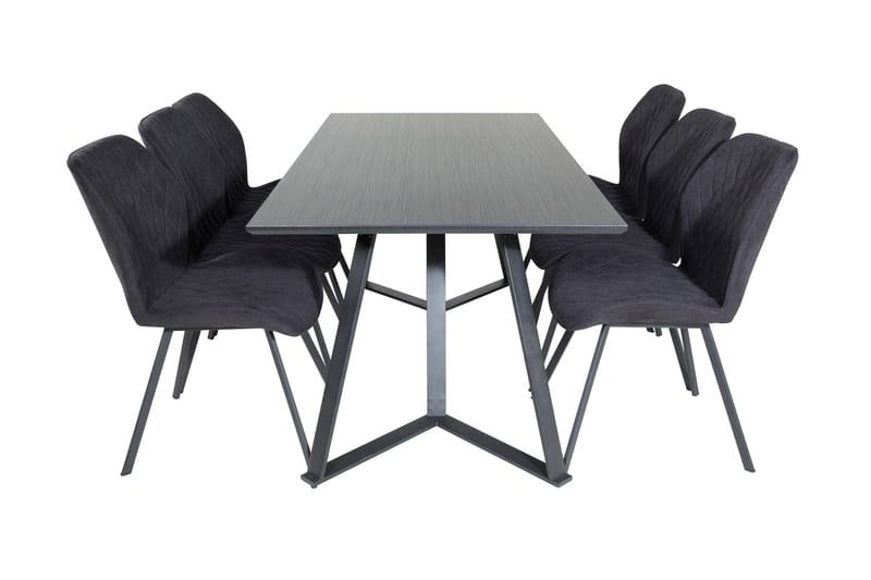 Ruokailuryhmä Marina 180 cm Suorakulmainen 6 Gemma Tuolia, Musta