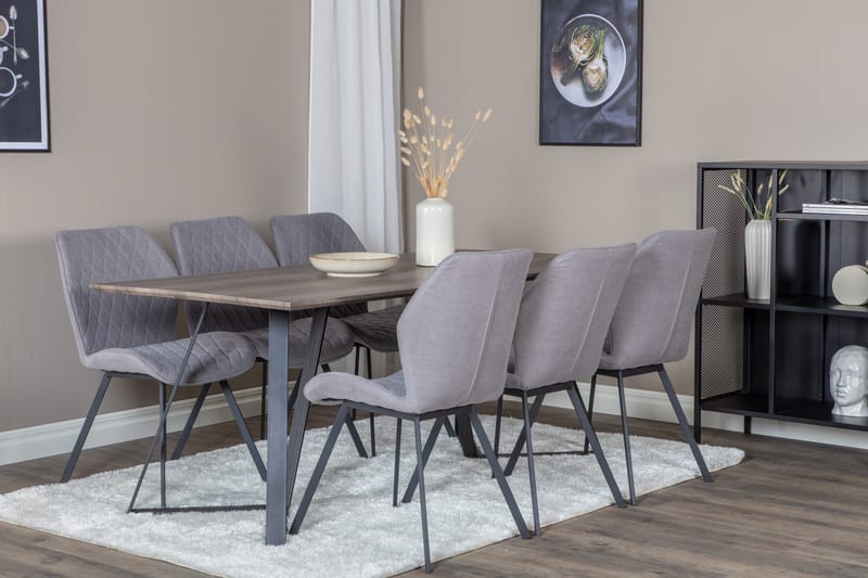 Ruokailuryhmä Marina 180 cm Suorakulmainen 6 Gemma Tuolia - Musta - Huonekalut - Pöytä & ruokailuryhmä - Ruokailuryhmä