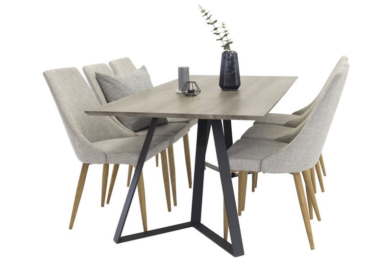 Ruokailuryhmä Marina 180 cm Suorakulmainen 6 Leone Tuolia, Musta