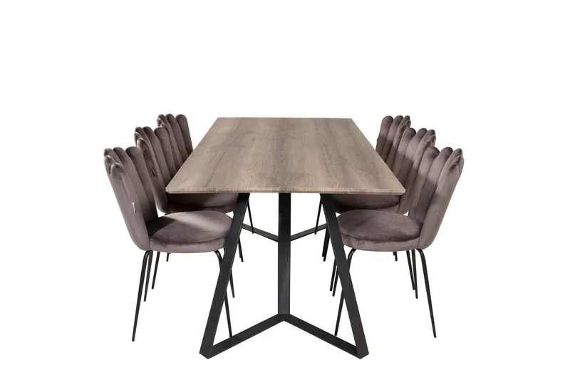 Ruokailuryhmä Marina 180 cm Suorakulmainen 6 Limhamn Tuolia, Musta