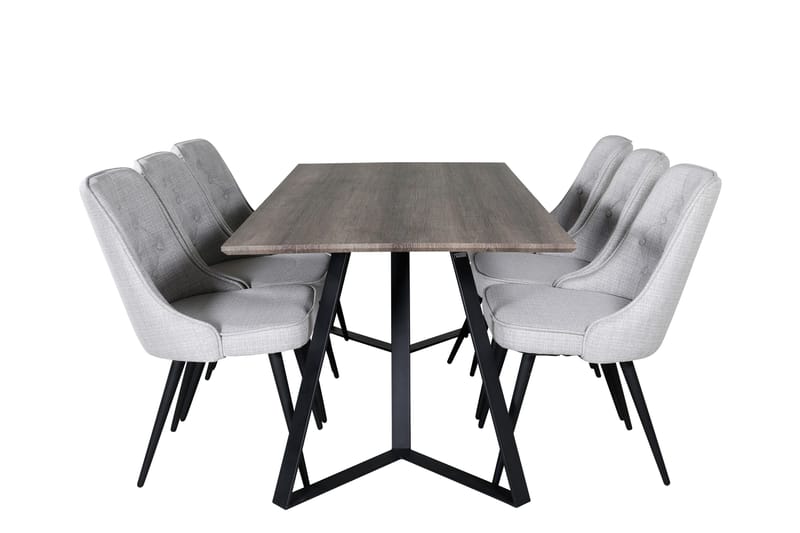 Ruokailuryhmä Marina 180 cm Suorakulmainen 6 Velvet Tuolia, Musta