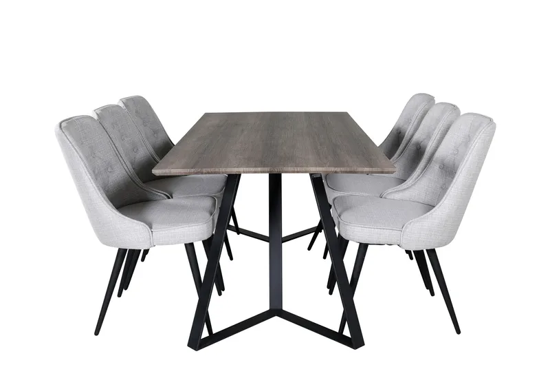 Ruokailuryhmä Marina 180 cm Suorakulmainen 6 Velvet Tuolia, Musta