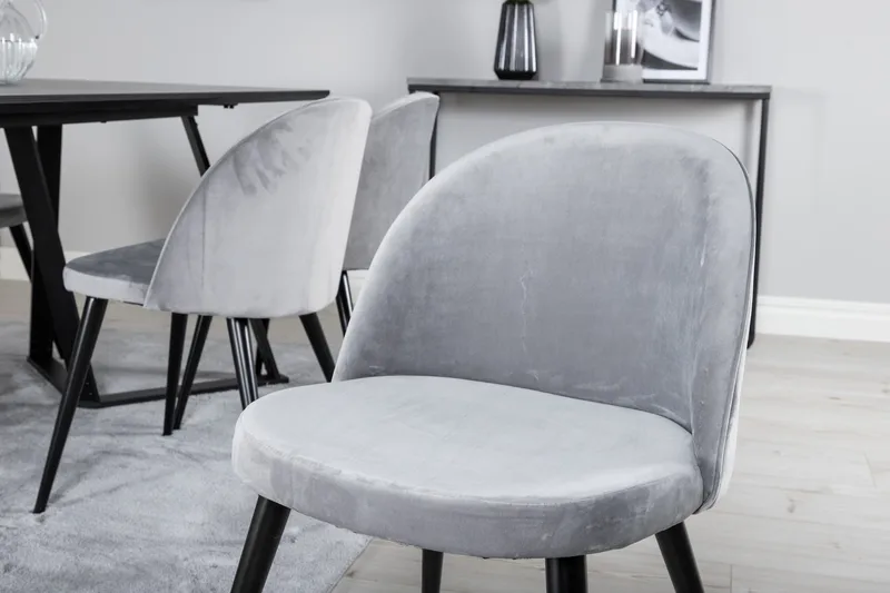 Ruokailuryhmä Marina 180 cm Suorakulmainen 6 Velvet Tuolia - Musta - Huonekalut - Pöytä & ruokailuryhmä - Ruokailuryhmä