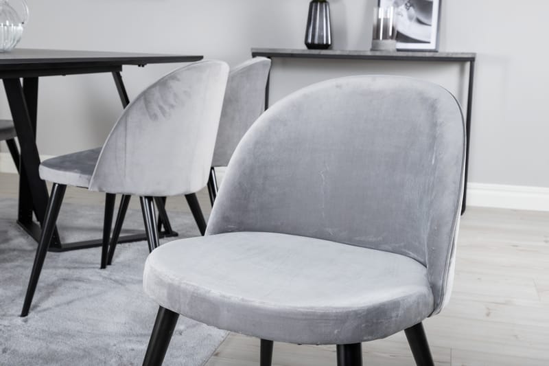 Ruokailuryhmä Marina 180 cm Suorakulmainen 6 Velvet Tuolia - Musta - Huonekalut - Pöytä & ruokailuryhmä - Ruokailuryhmä