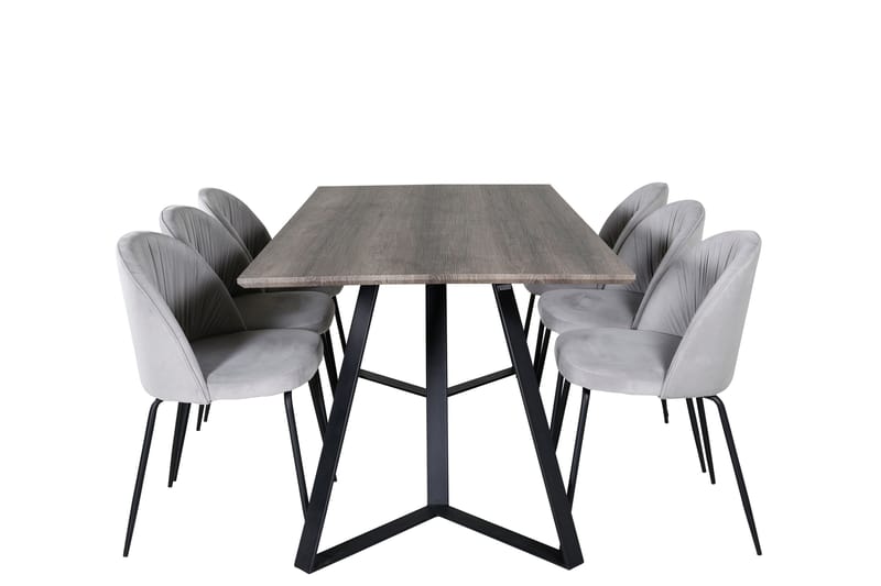 Ruokailuryhmä Marina 180 cm Suorakulmainen 6 Wrinkles Tuolia, Musta