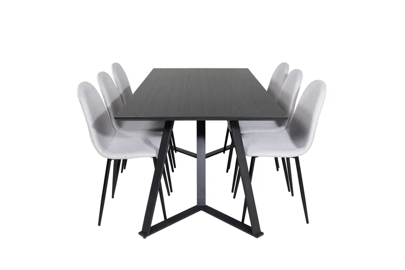 Ruokailuryhmä Marina 180 cm Suorakulmainen 6 Polar Tuolia - Musta - Huonekalut - Pöytä & ruokailuryhmä - Ruokailuryhmä