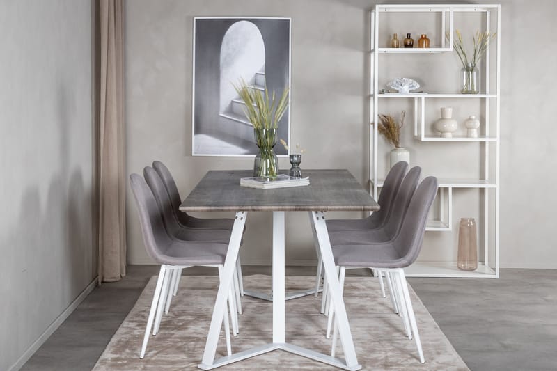 Ruokailuryhmä Marina 180 cm Suorakulmainen 6 Polar Tuolia - Harmaa - Huonekalut - Pöytä & ruokailuryhmä - Ruokailuryhmä