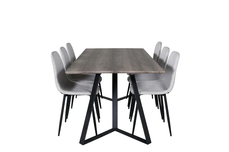 Ruokailuryhmä Marina 180 cm Suorakulmainen 6 Polar Tuolia, Musta