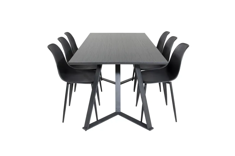 Ruokailuryhmä Marina 180 cm Suorakulmainen 6 Polar Tuolia, Musta