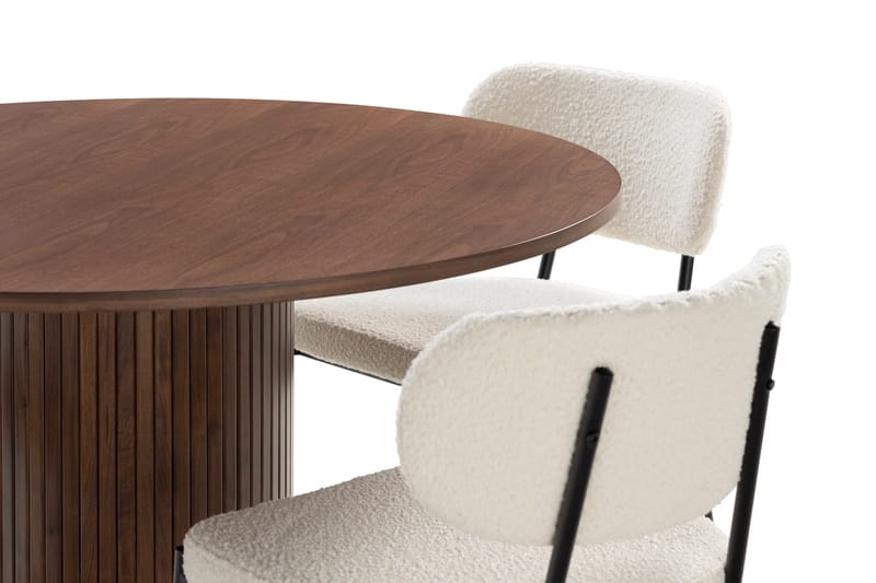 Noira Ruokapöytä 120 cm Pähkinä Pyöreä 4 Gemmiano Ruokatuolia - Ruskea - Huonekalut - Pöytä & ruokailuryhmä - Ruokailuryhmä