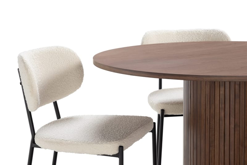 Noira Ruokapöytä 120 cm Pähkinä Pyöreä 4 Gemmiano Ruokatuolia - Ruskea - Huonekalut - Pöytä & ruokailuryhmä - Ruokailuryhmä