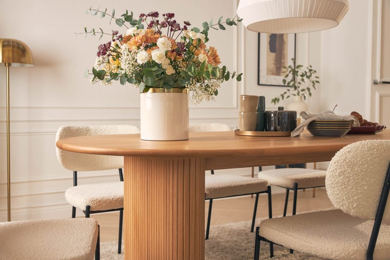 Noira Ruokapöytä 220 cm Tammi 6 Gemmiano Ruokatuolia - Tammi - Huonekalut - Pöytä & ruokailuryhmä - Ruokailuryhmä