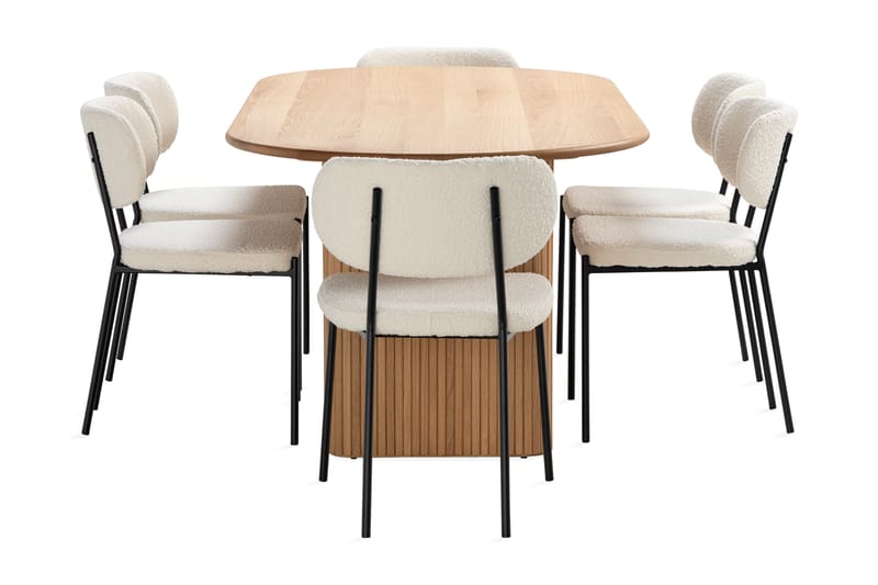 Noira Ruokapöytä 220 cm Tammi 6 Gemmiano Ruokatuolia - Tammi - Huonekalut - Pöytä & ruokailuryhmä - Ruokailuryhmä