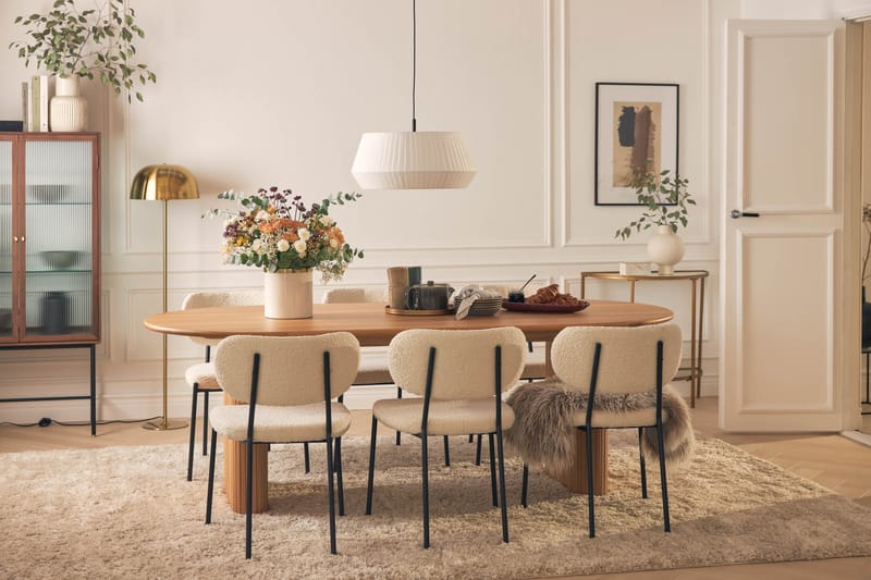 Noira Ruokapöytä 220 cm Tammi 6 Gemmiano Ruokatuolia - Tammi - Huonekalut - Pöytä & ruokailuryhmä - Ruokailuryhmä