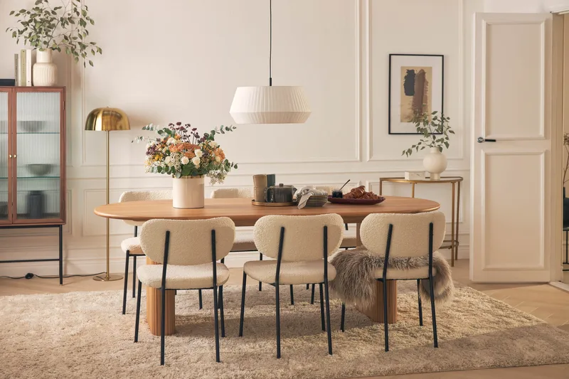 Noira Ruokapöytä 220 cm Tammi 6 Gemmiano Ruokatuolia - Tammi - Huonekalut - Pöytä & ruokailuryhmä - Ruokailuryhmä