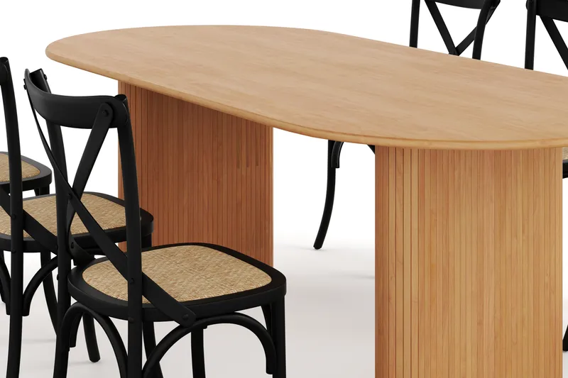 Noira Ruokapöytä 220 cm Tammi 6 Kalb Ruokatuolia - Ruskea/Pähkinä - Huonekalut - Pöytä & ruokailuryhmä - Ruokailuryhmä