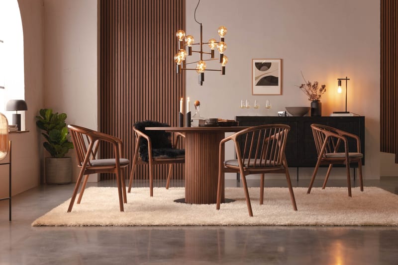 Noira Ruokaryhmä 120 cm Pyöreä Ruokapöytä 4 Noira Tuolia - Pähkinä - Huonekalut - Pöytä & ruokailuryhmä - Ruokailuryhmä